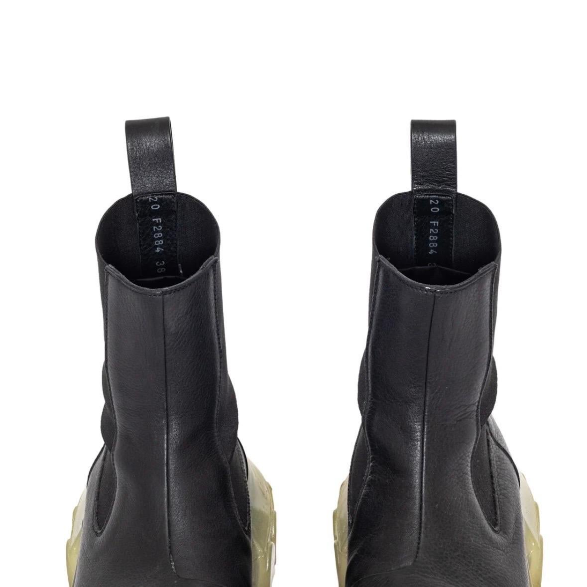 Rick Owens Black and Transparent Beatle Bozo Tractor Boots Size 38 (Spring 2021) For Sale 5