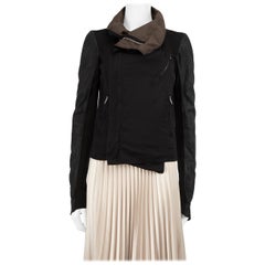 Rick Owens Black Asymmetric Panelled Jacket Size L