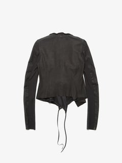 Rick Owens  Black Asymmetrical Zipped Leather Jacket