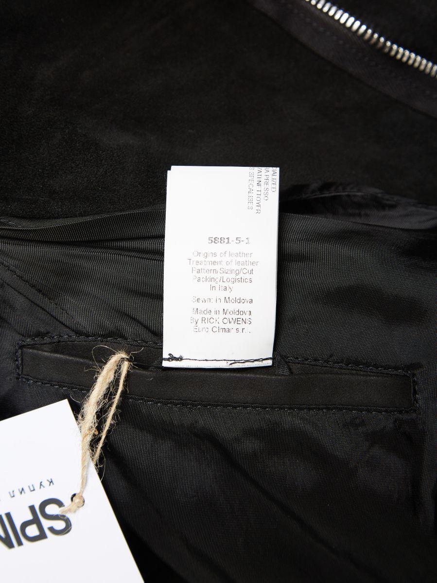 Rick Owens  Black Asymmetrical Zipped Leather Jacket For Sale 2