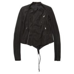 Rick Owens  Black Asymmetrical Zipped Leather Jacket