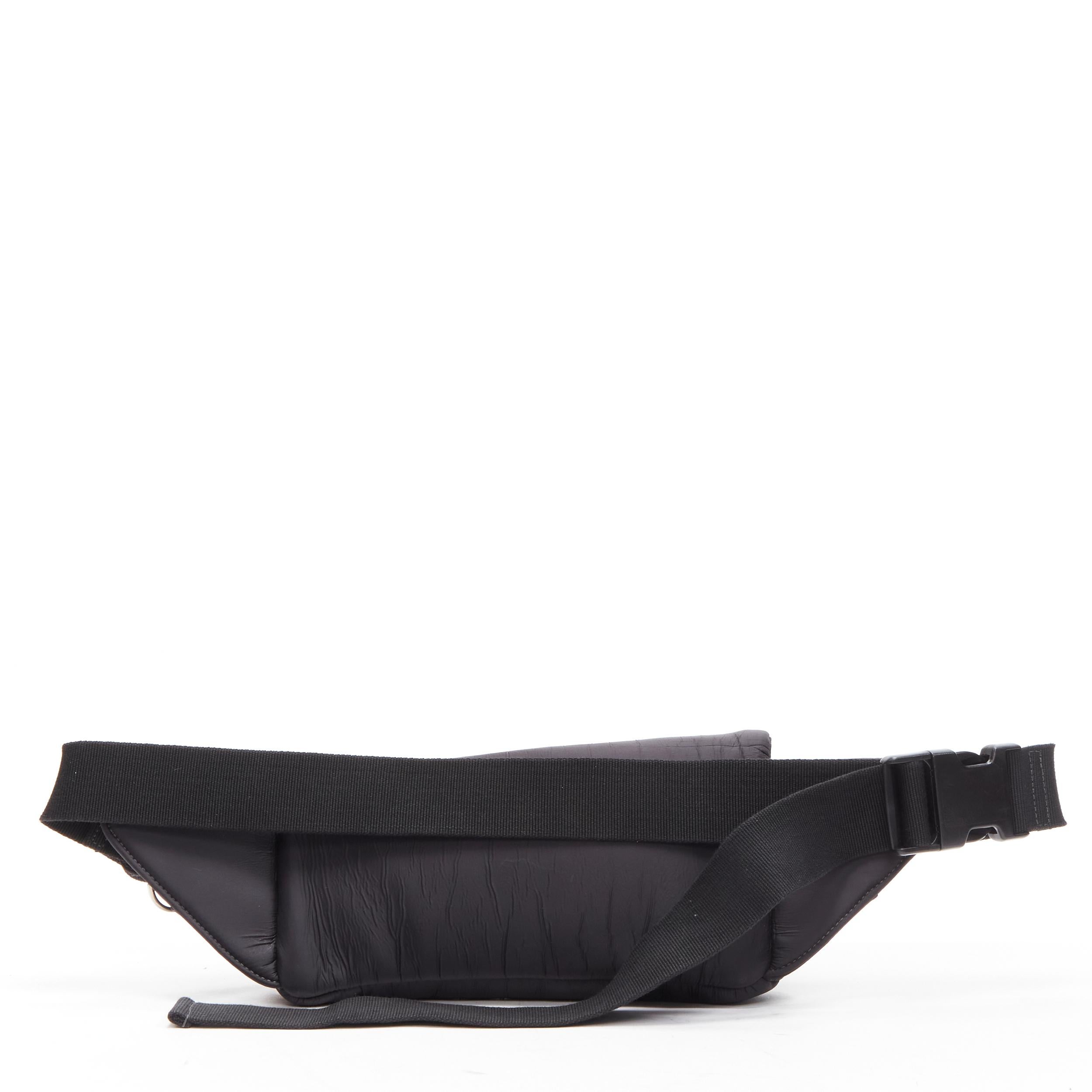 Black RICK OWENS black blistered neoprene silver zippers crossbody belt bag For Sale