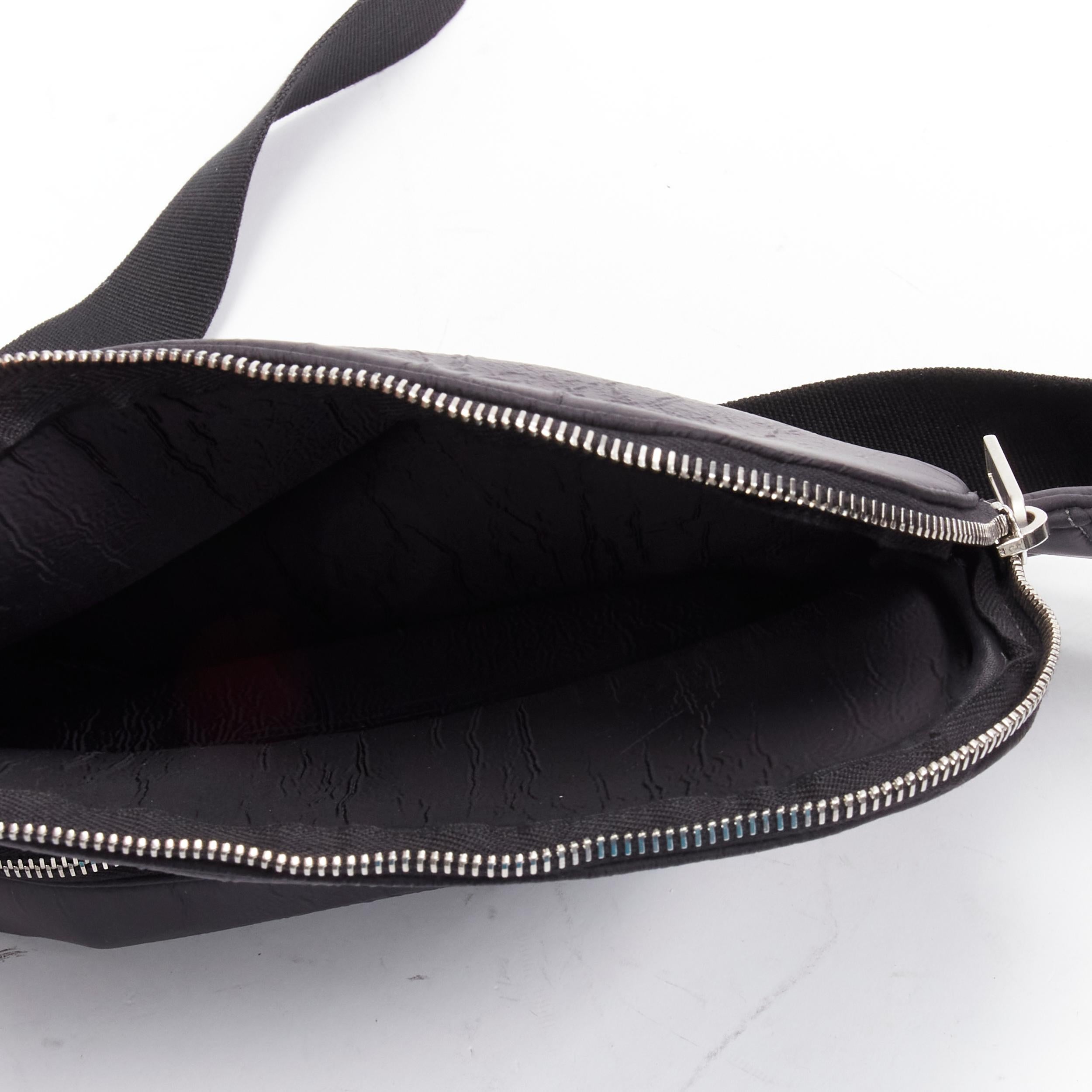 Women's or Men's RICK OWENS black blistered neoprene silver zippers crossbody belt bag For Sale
