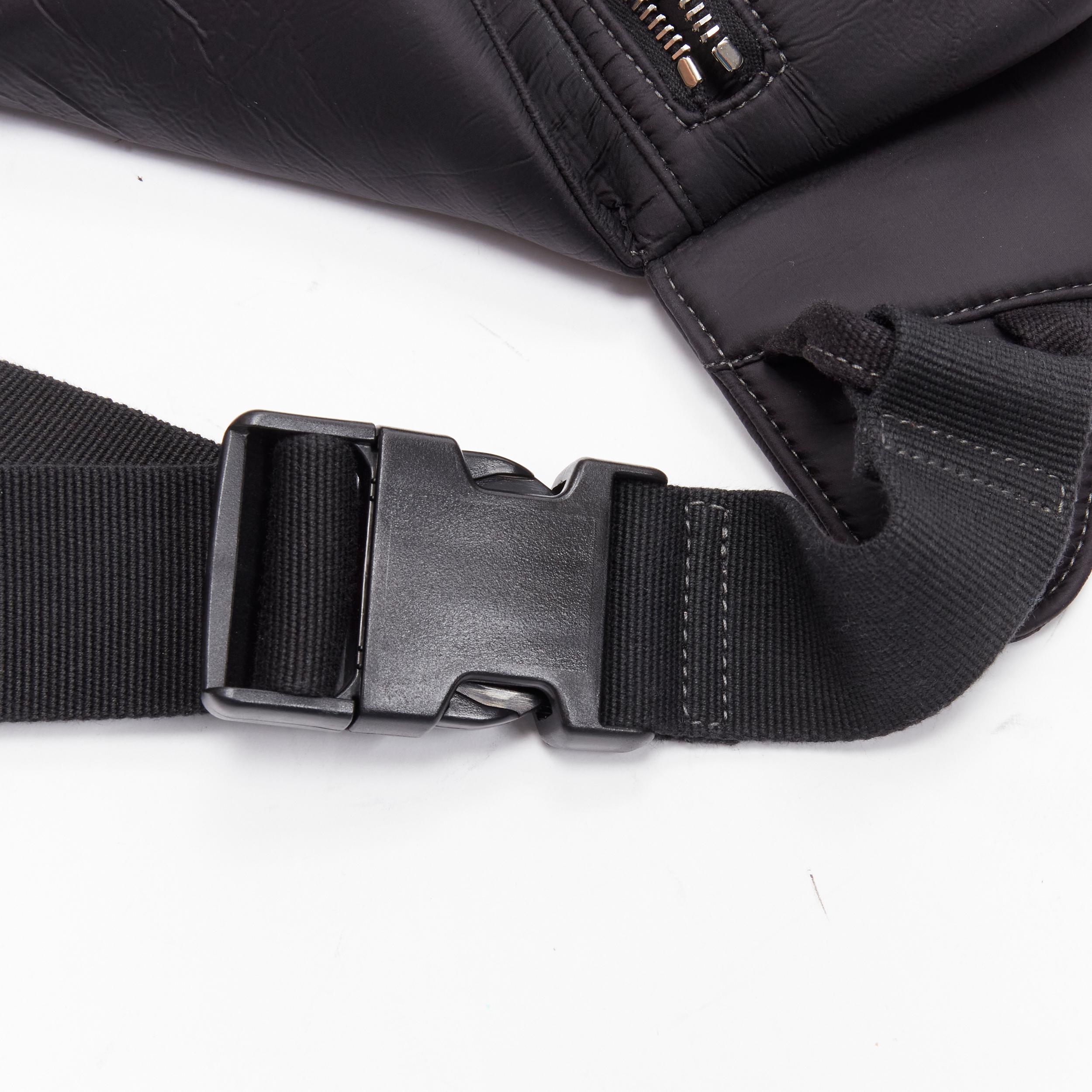RICK OWENS black blistered neoprene silver zippers crossbody belt bag For Sale 1