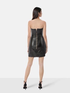Rick Owens Black Coated Denim Strapless Dress Size S