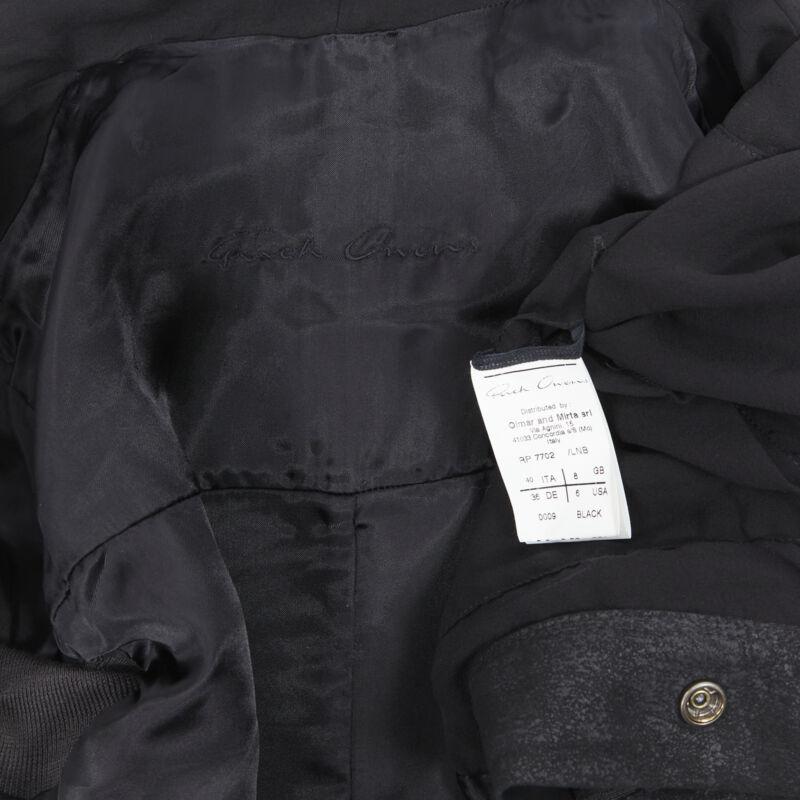 RICK OWENS black distressed blister leather draped crop biker jacket IT40 S For Sale 5