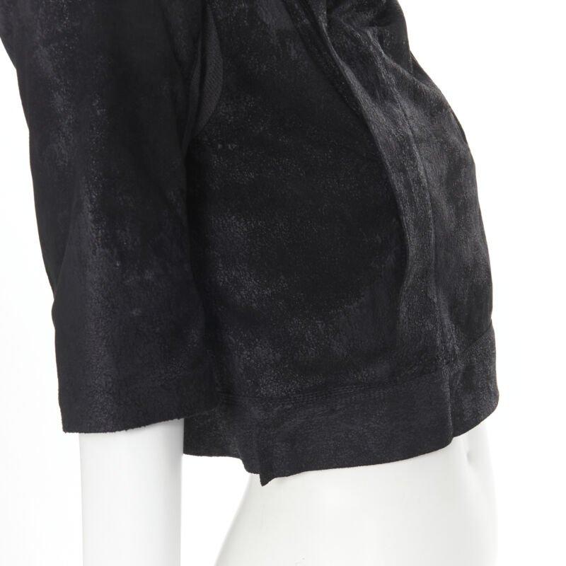 RICK OWENS black distressed blister leather draped crop biker jacket IT40 S For Sale 4