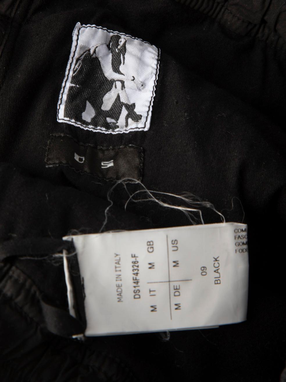 Rick Owens Black Drop Crotch Cropped Joggers Size M For Sale 3