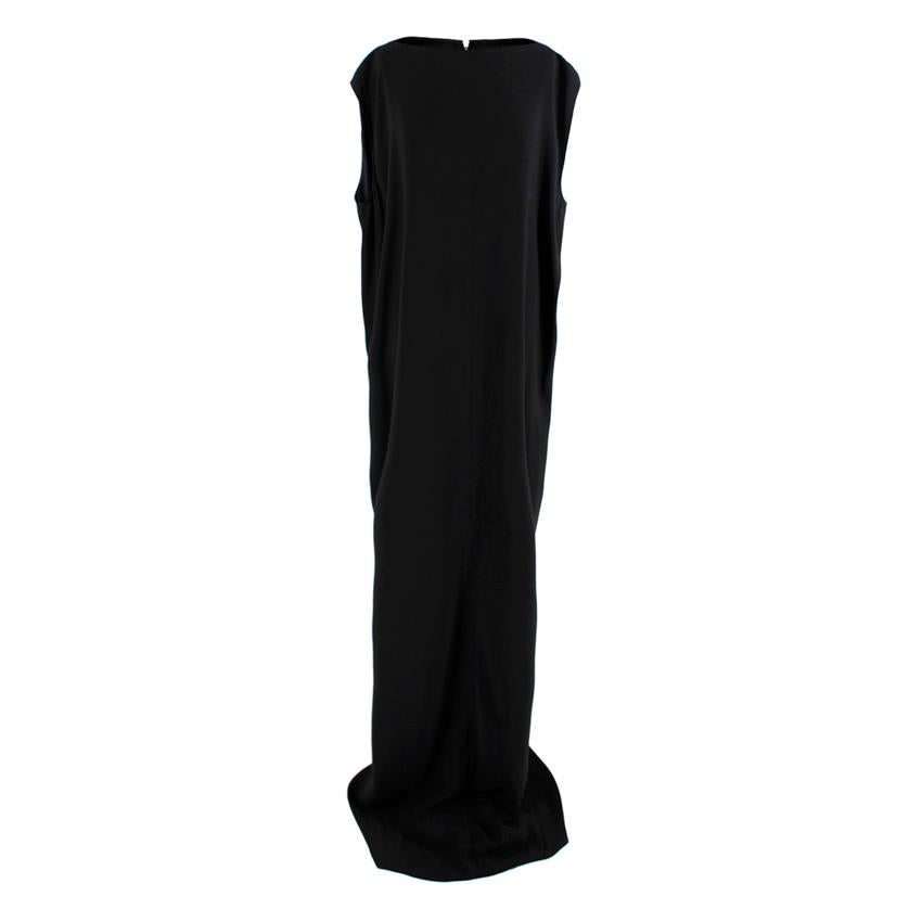 Rick Owens Black Fluid Column Dress
 

 - FW14 collection
 - Minimal aesthetic, with exposed silver-tone metal zip back
 - Bateau neck, sleeveless
 - Straight column silhouette
 - Full length
 

 Materials 
 50% Viscose 
 50% Acetate 
 

 Made in