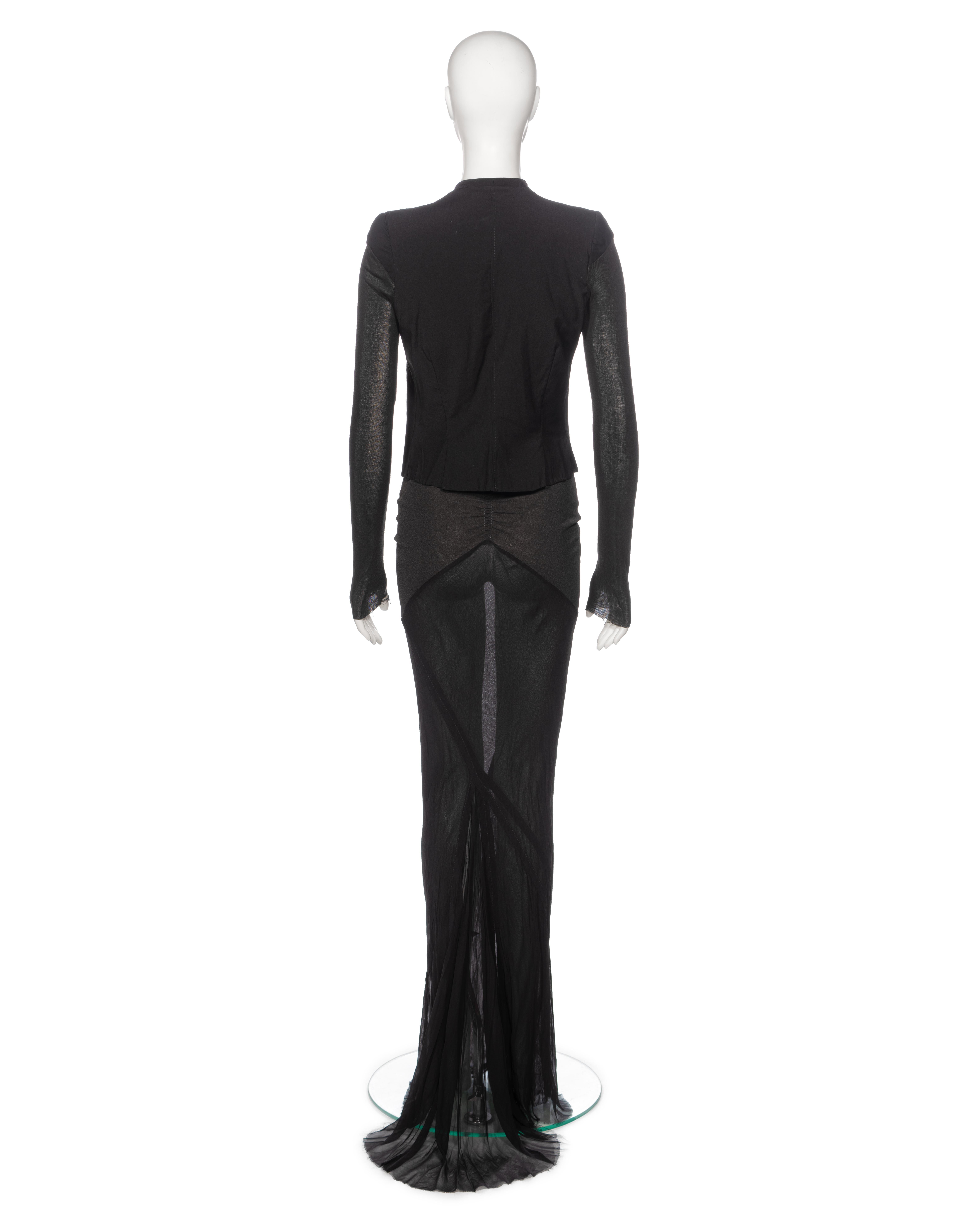 Rick Owens ensemble «Elektra », veste noire et jupe coupée en biais, SS 1999 en vente 8
