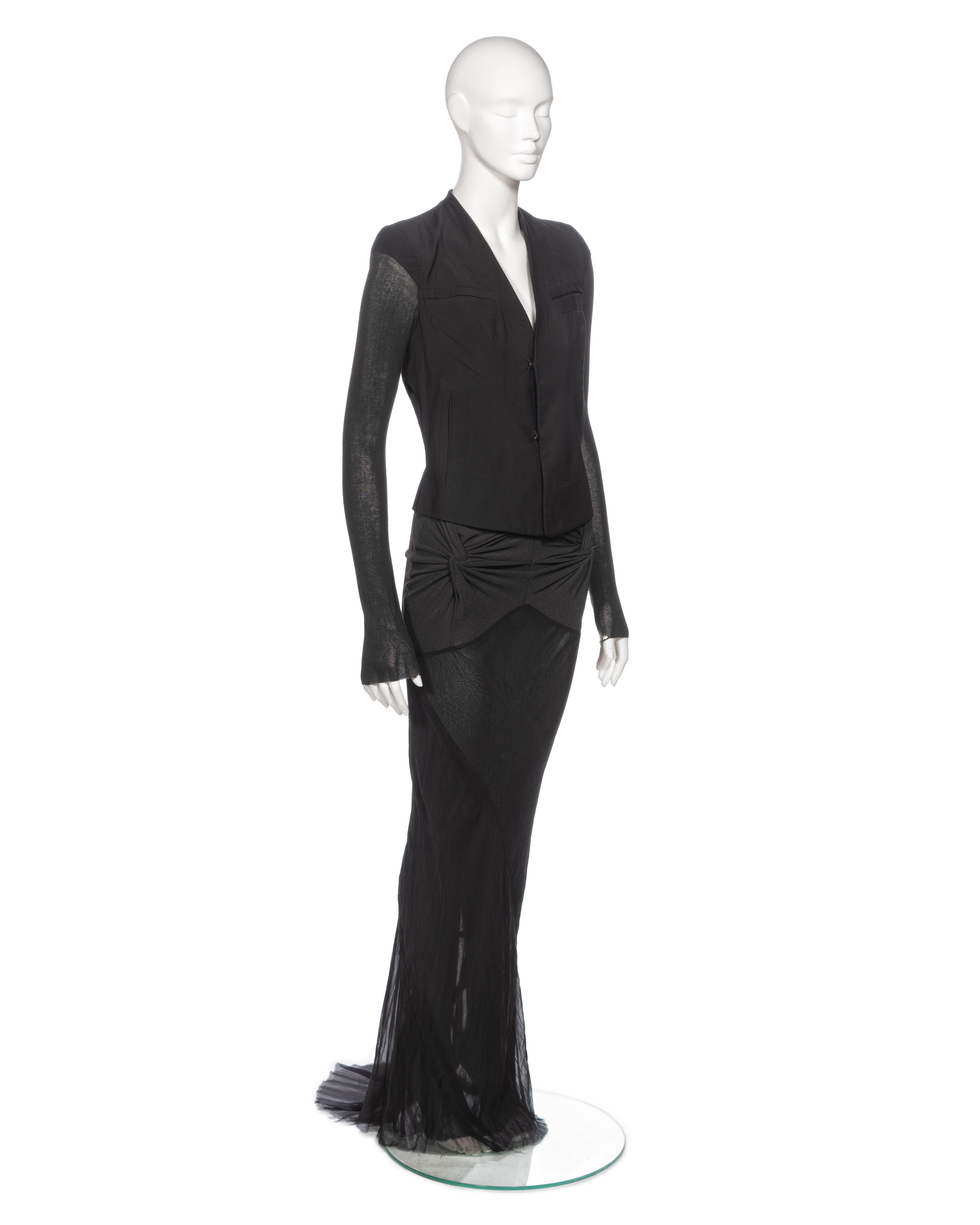 Rick Owens ensemble «Elektra », veste noire et jupe coupée en biais, SS 1999 en vente 10