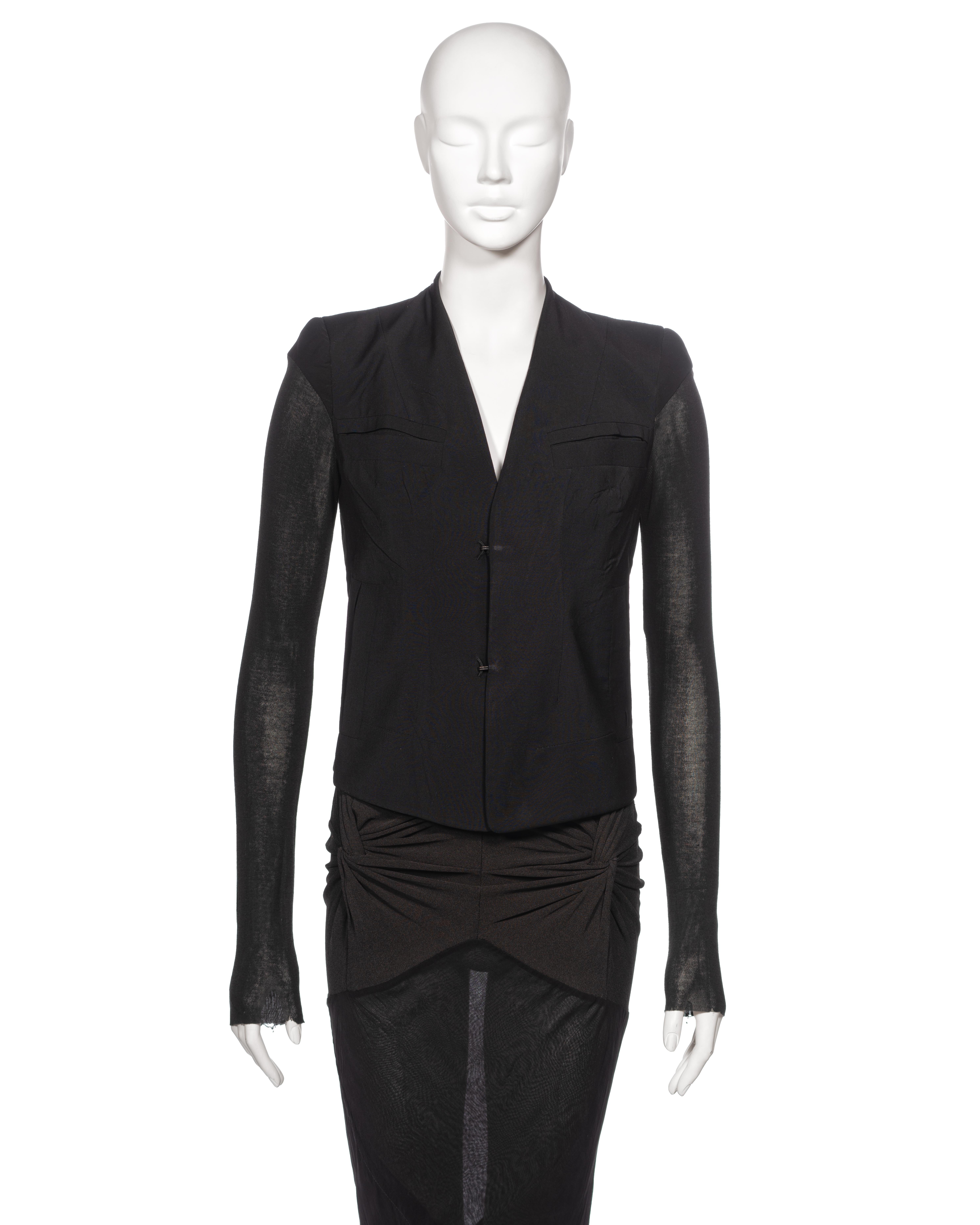 Rick Owens ensemble «Elektra », veste noire et jupe coupée en biais, SS 1999 Pour femmes en vente