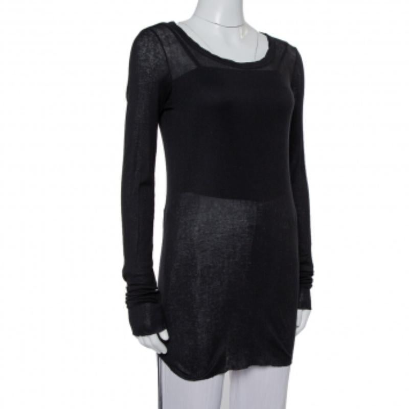 Rick Owens Black Knit Forever Tunic Top M In Good Condition For Sale In Dubai, Al Qouz 2