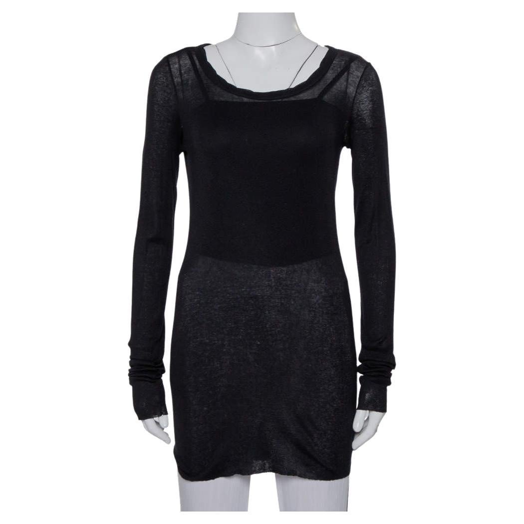 Rick Owens Black Knit Forever Tunic Top M For Sale