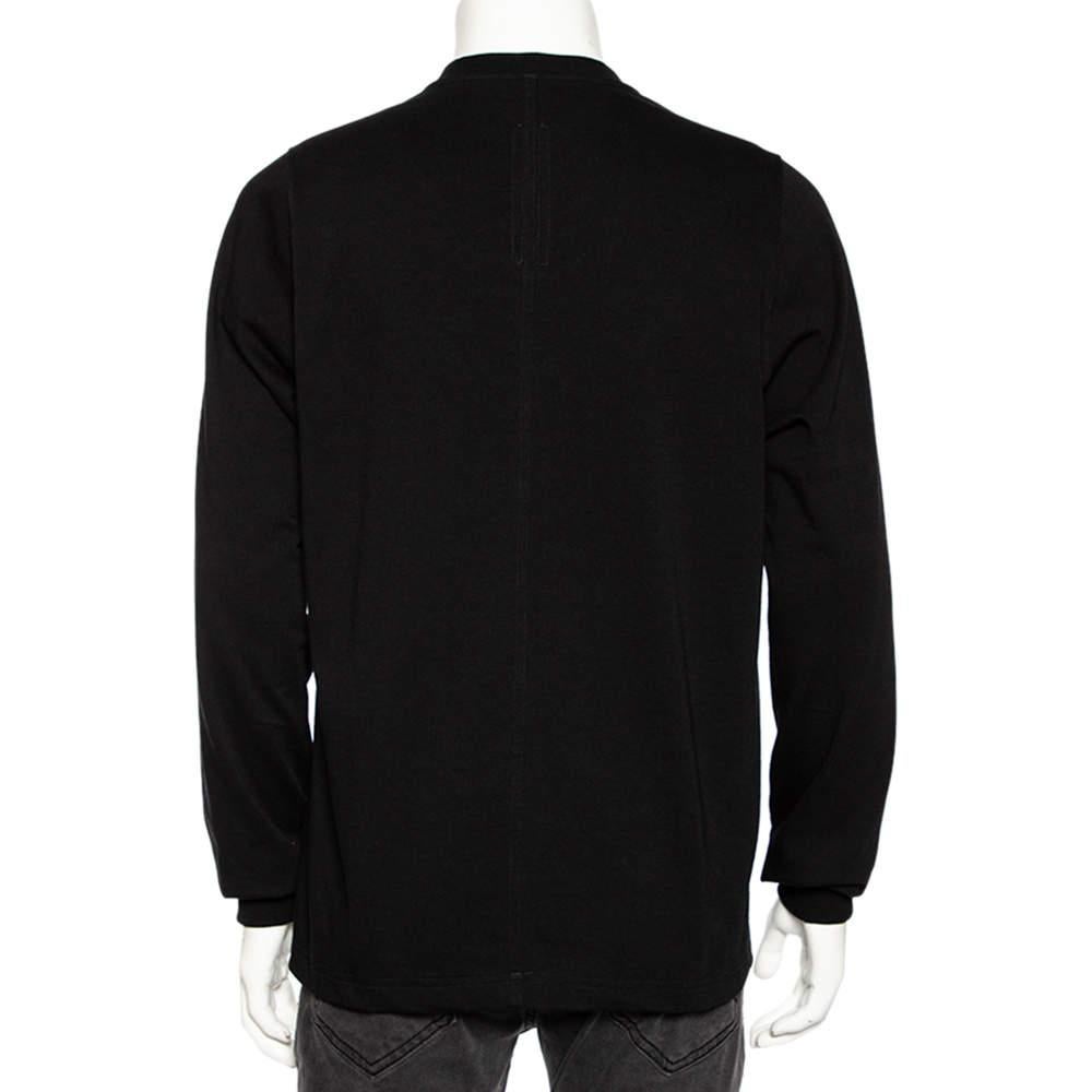 Rick Owens Black Knit Vega Combo Long Sleeve Crewneck Sweatshirt S In Good Condition In Dubai, Al Qouz 2