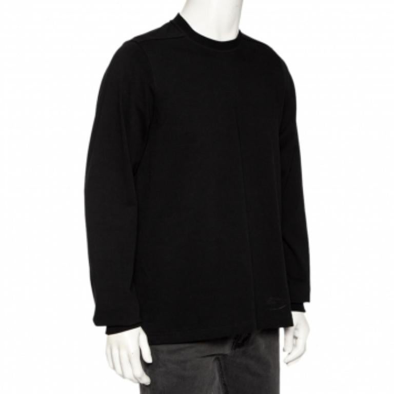 Rick Owens - Felpa a maniche lunghe a girocollo in maglia nera Vega Combo S 2