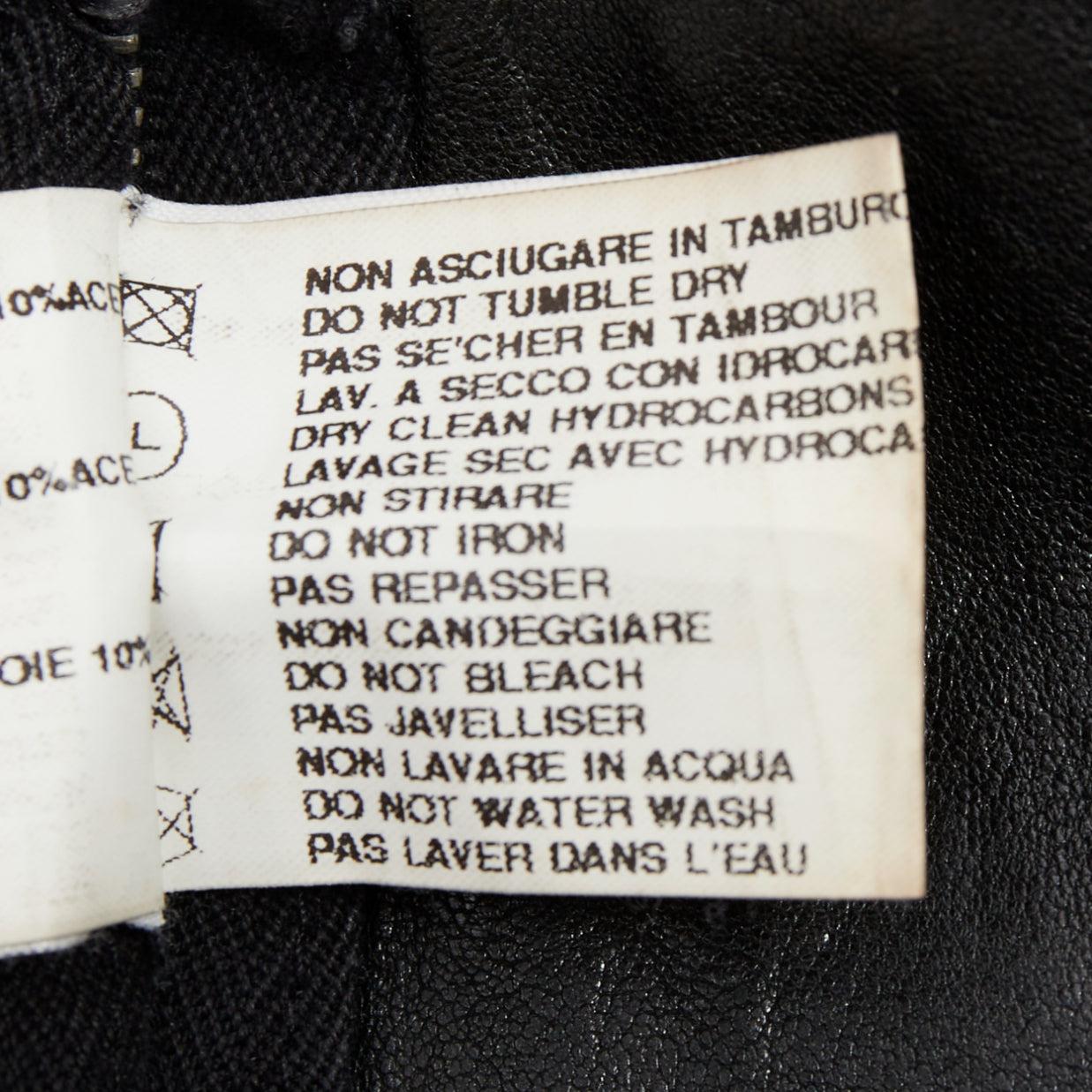 RICK OWENS black lambskin leather Olmar Mirta zip motorcycle jacket XS For Sale 5