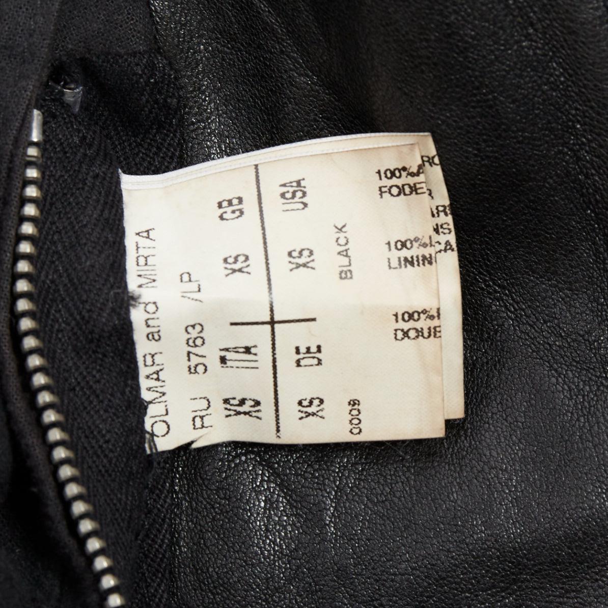 RICK OWENS black lambskin leather Olmar Mirta zip motorcycle jacket XS For Sale 4