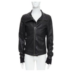 RICK OWENS cazadora motera Olmar Mirta de piel de cordero negra con cremallera XS