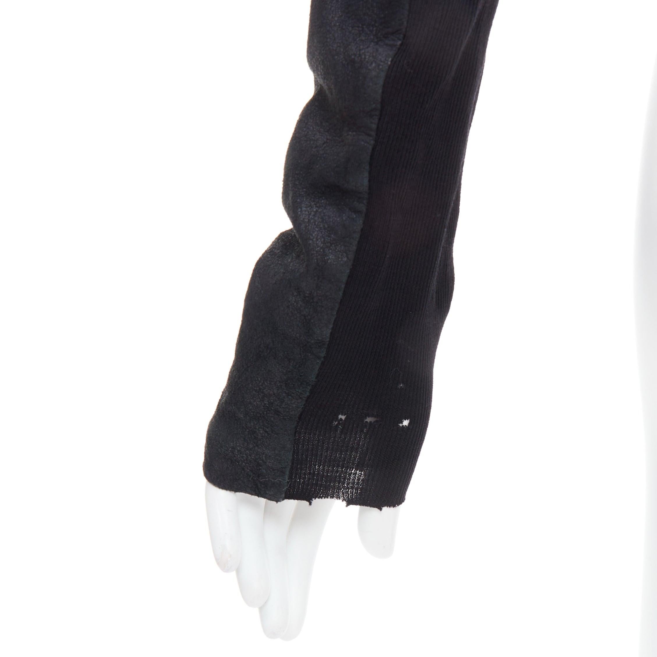 RICK OWENS black lambskin leather wool asymmetric biker jacket IT40 S 5