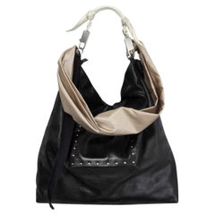 RICK OWENS black leather BIG ADRI STUDDED HOBO Shoulder Bag