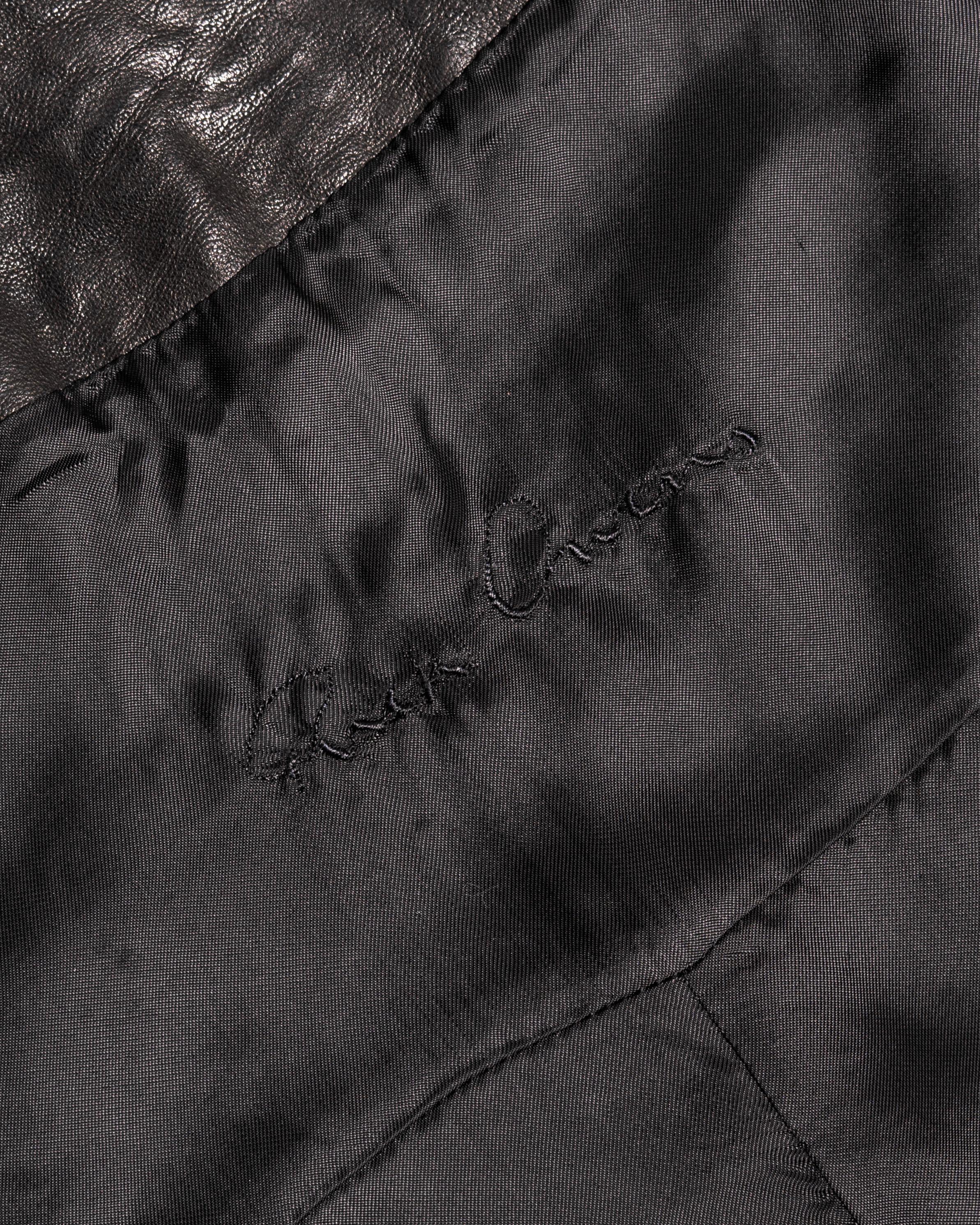 Rick Owens Black Leather Cropped Jacket with Long Fitted Sleeves, FW 2009 For Sale 9