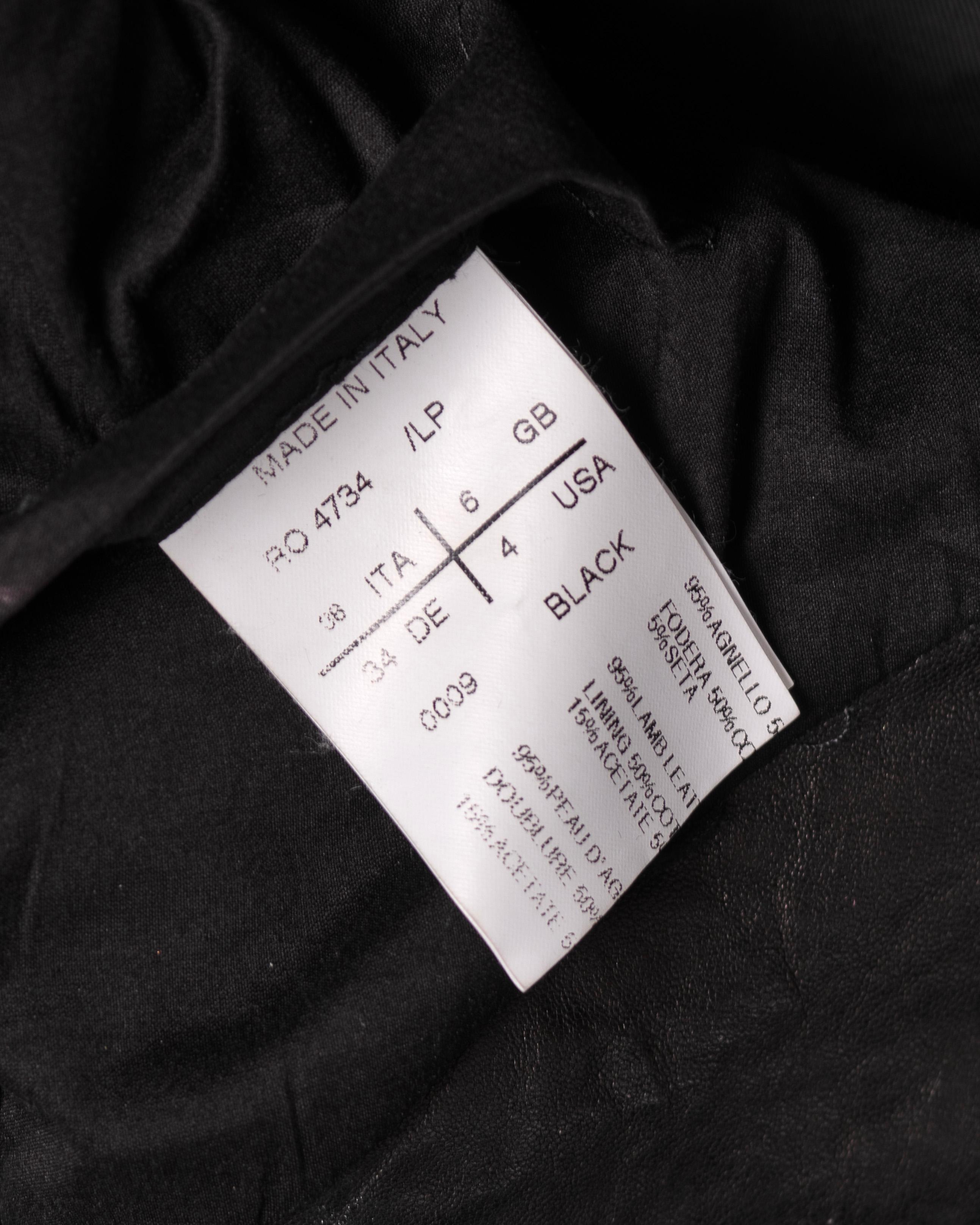 Rick Owens Black Leather Cropped Jacket with Long Fitted Sleeves, FW 2009 For Sale 10
