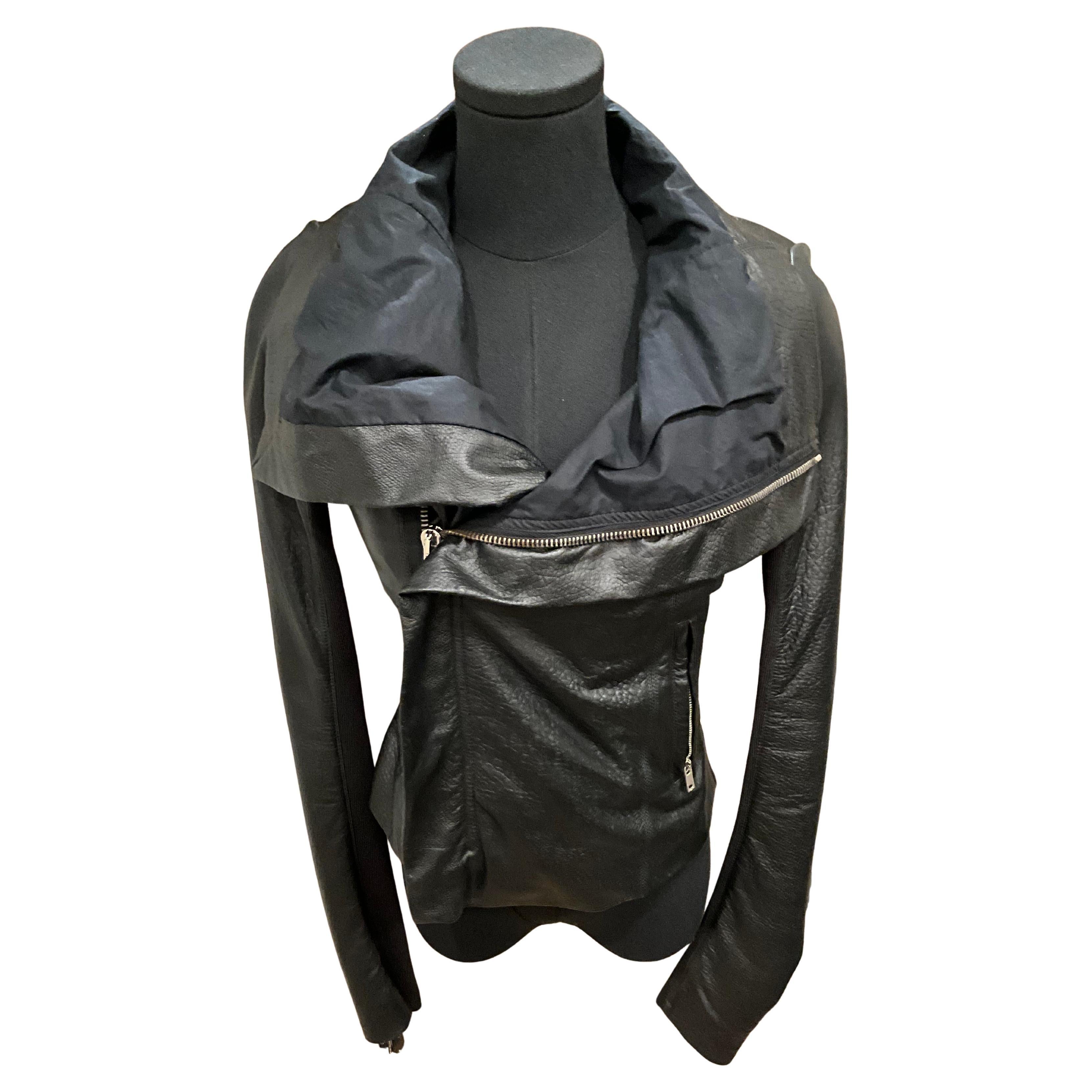 Rick Owens Black Leather Jacket im Angebot