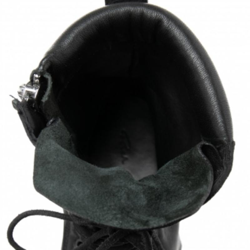 Rick Owens, stivaletti in pelle nera con lacci, taglia 41 in vendita 1