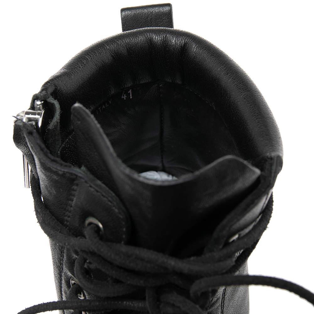 Rick Owens - Bottines en cuir noir à lacets, taille 41 en vente 1