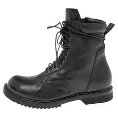 Rick Owens Schwarze Lederstiefeletten mit Schnürung Größe 41