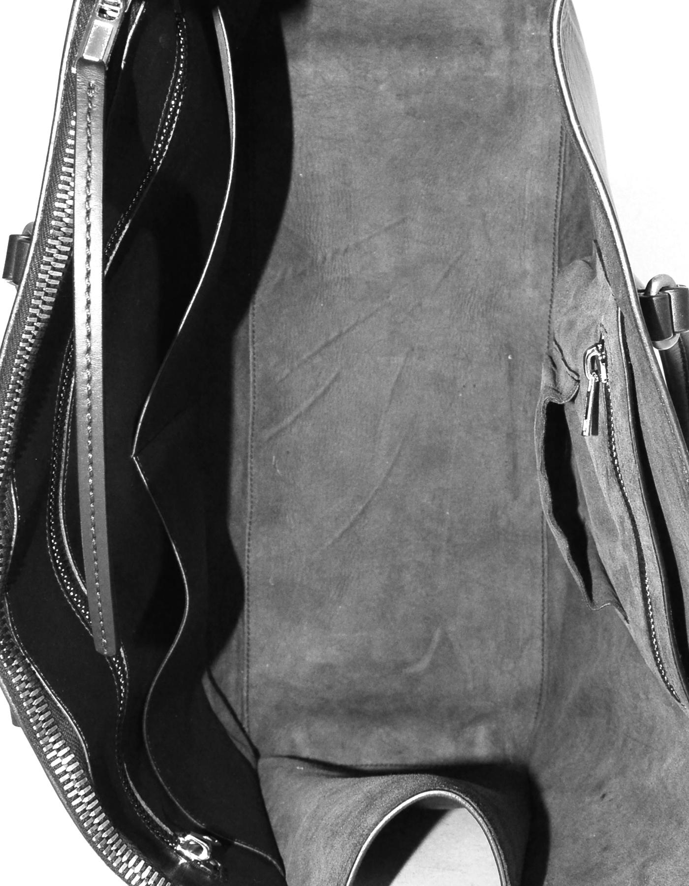 Rick Owens Black Leather Open Tote Bag w/ zipper 5