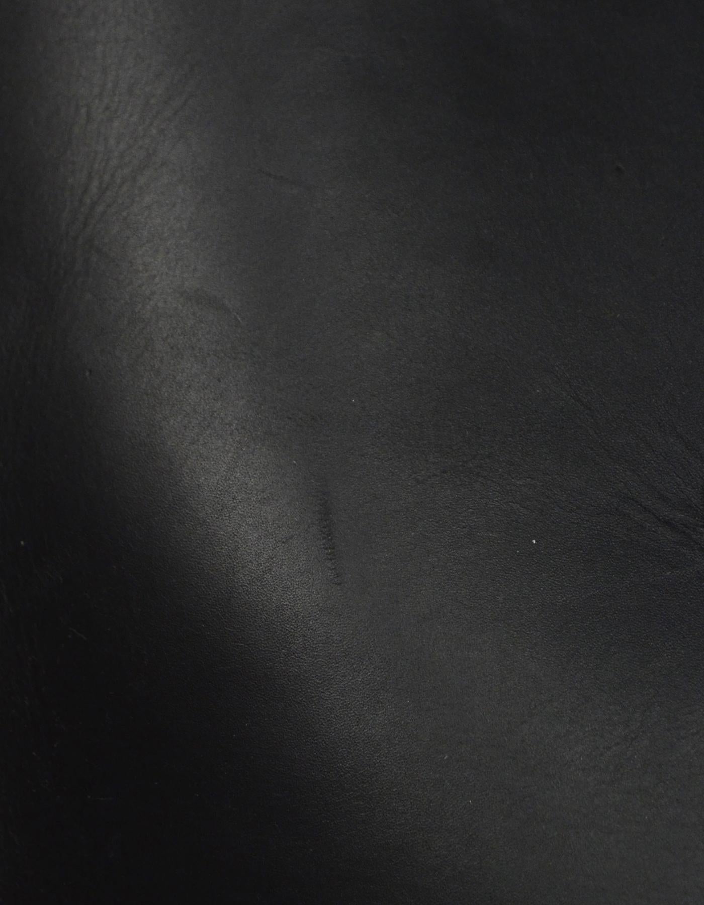 Rick Owens Black Leather Open Tote Bag w/ zipper 2