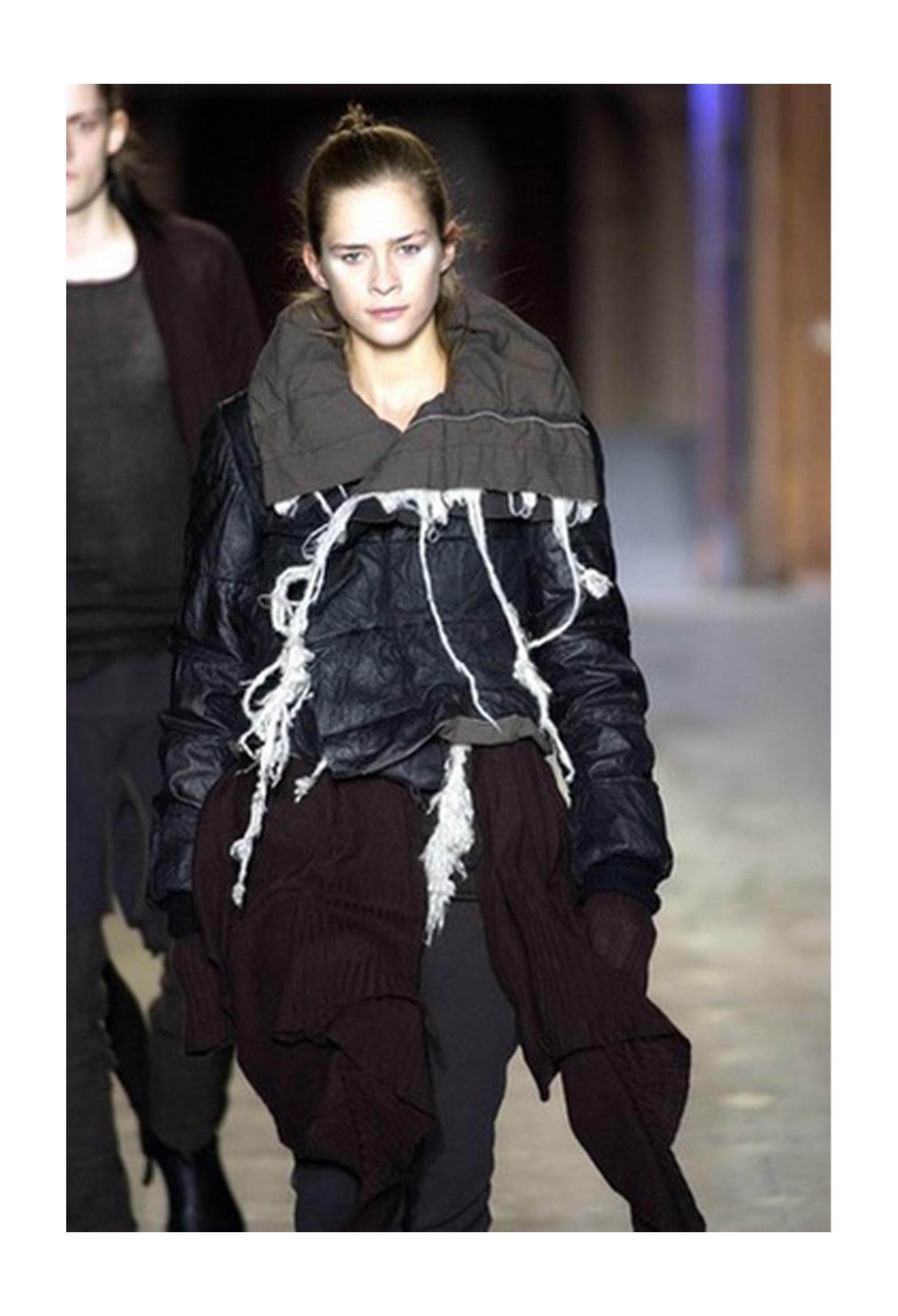 Rick Owens - Giacca imbottita in pelle nera con  Ciuffi di lana 2003 In condizioni ottime in vendita a Los Angeles, CA