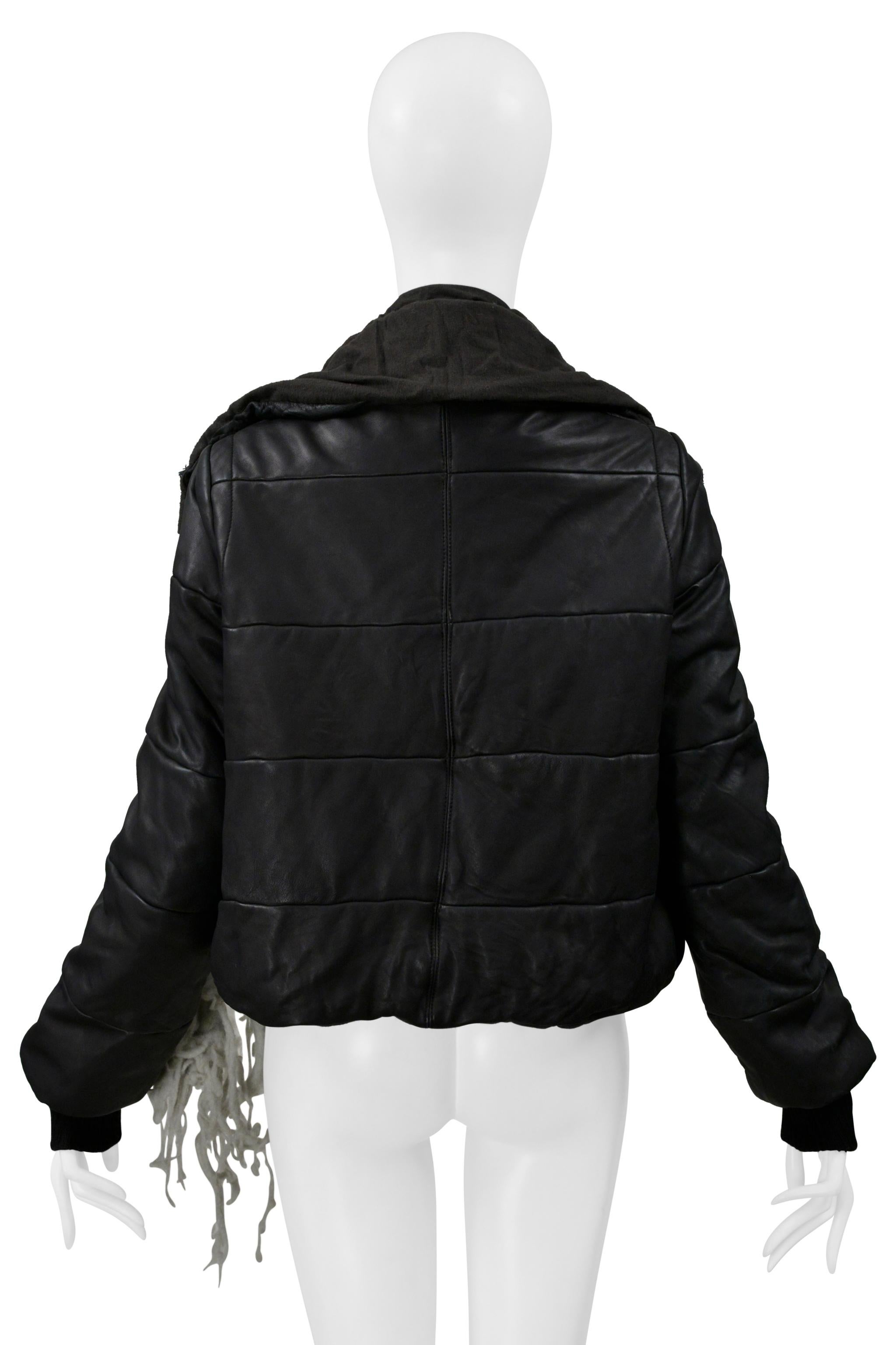 Rick Owens - Giacca imbottita in pelle nera con  Ciuffi di lana 2003 in vendita 4