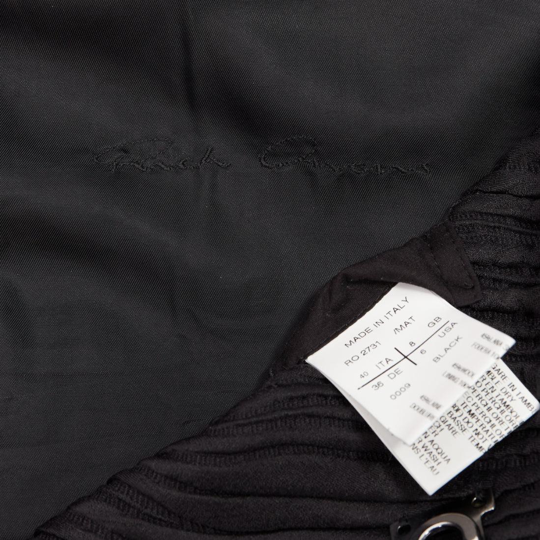 RICK OWENS black leather sleeves textured quilted silk wrap jacket IT40 S 4