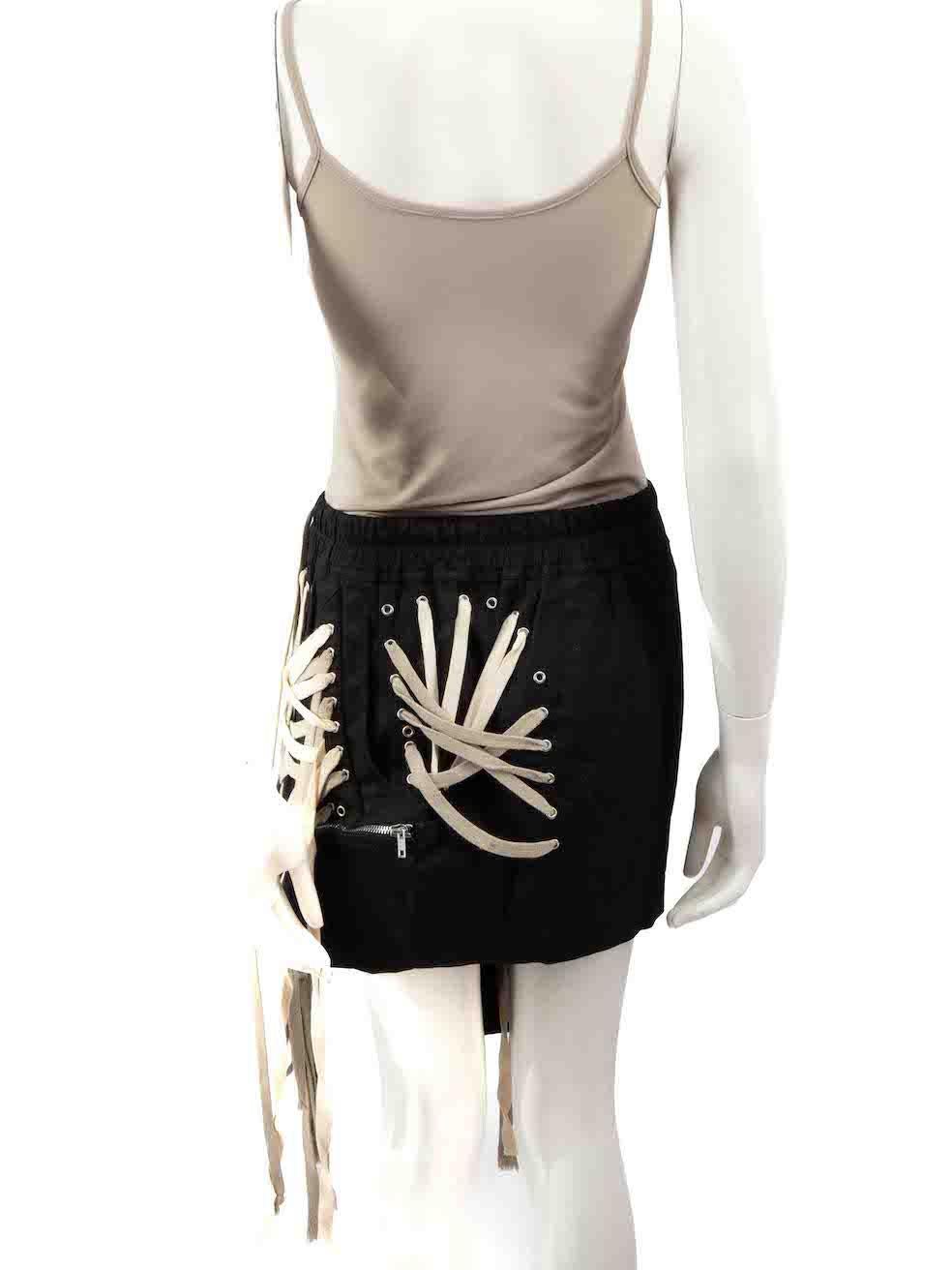 Rick Owens Black Megalaced Drawstring Skirt Size S In Good Condition For Sale In London, GB