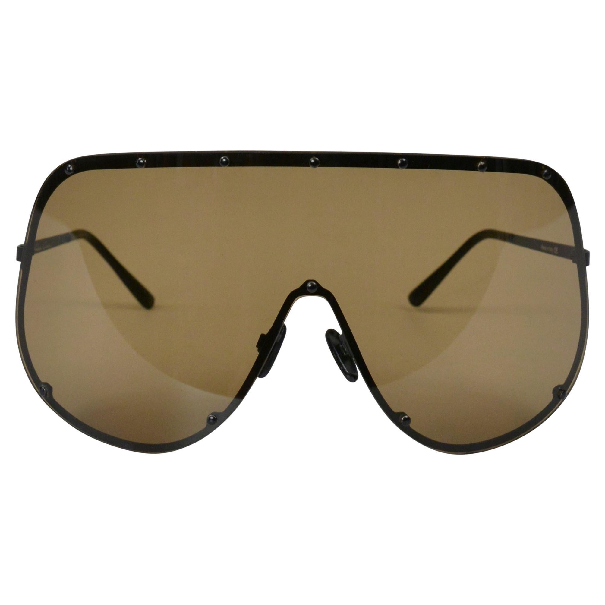 Rick Owens Black Oversized Shield Sunglasses For Sale