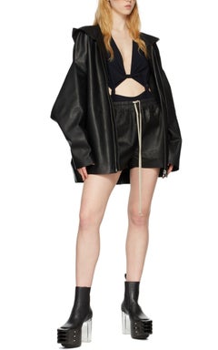Rick Owens Black Peter Leather Jacket IT42
