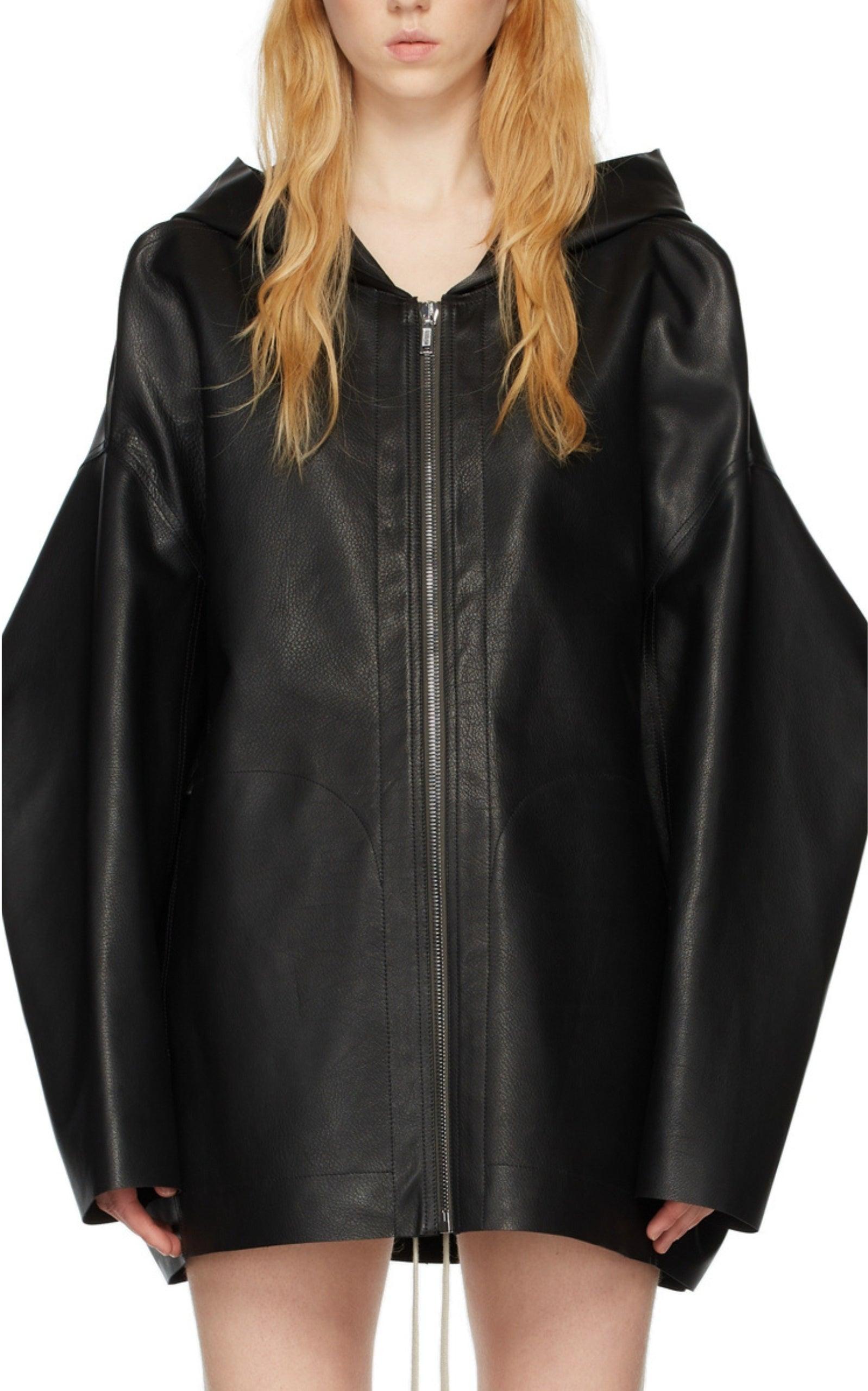 Nero Rick Owens - Giacca in pelle nera Peters IT42 in vendita