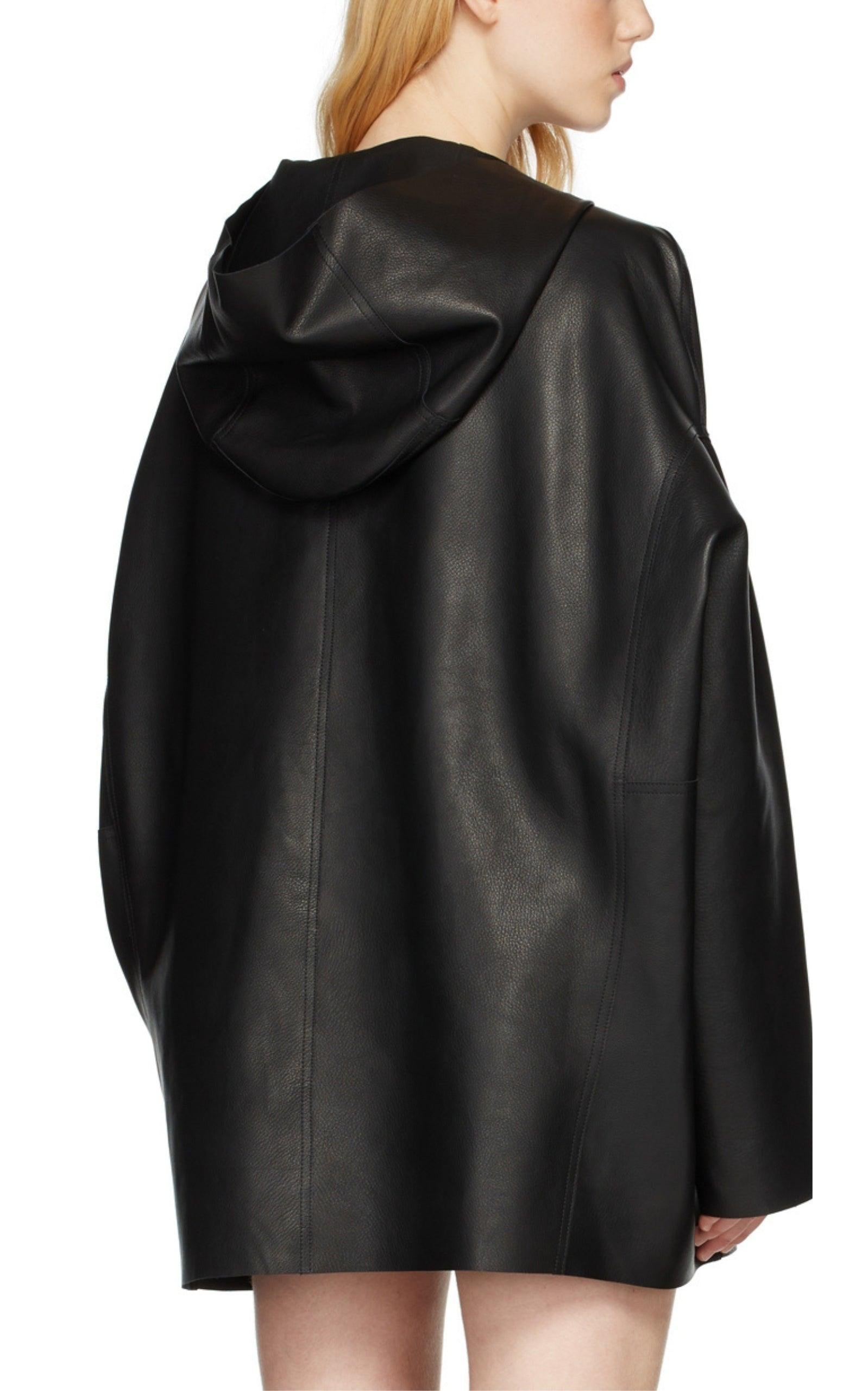 Donna Rick Owens - Giacca in pelle nera Peters IT42 in vendita