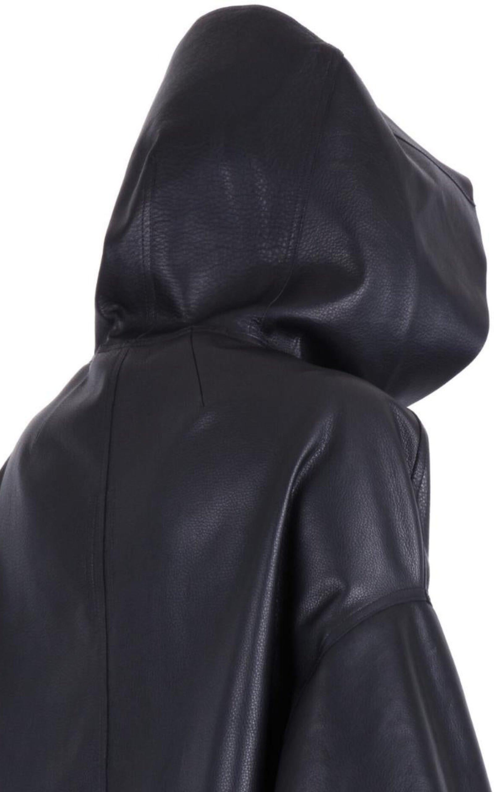 Rick Owens - Giacca in pelle nera Peters IT42 in vendita 2