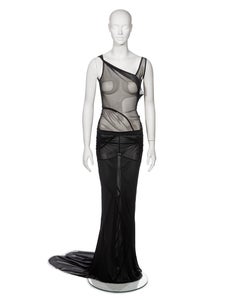 Rick Owens Black Silk and Mesh 'Elektra' Evening Dress and Skirt Set, ss 1999