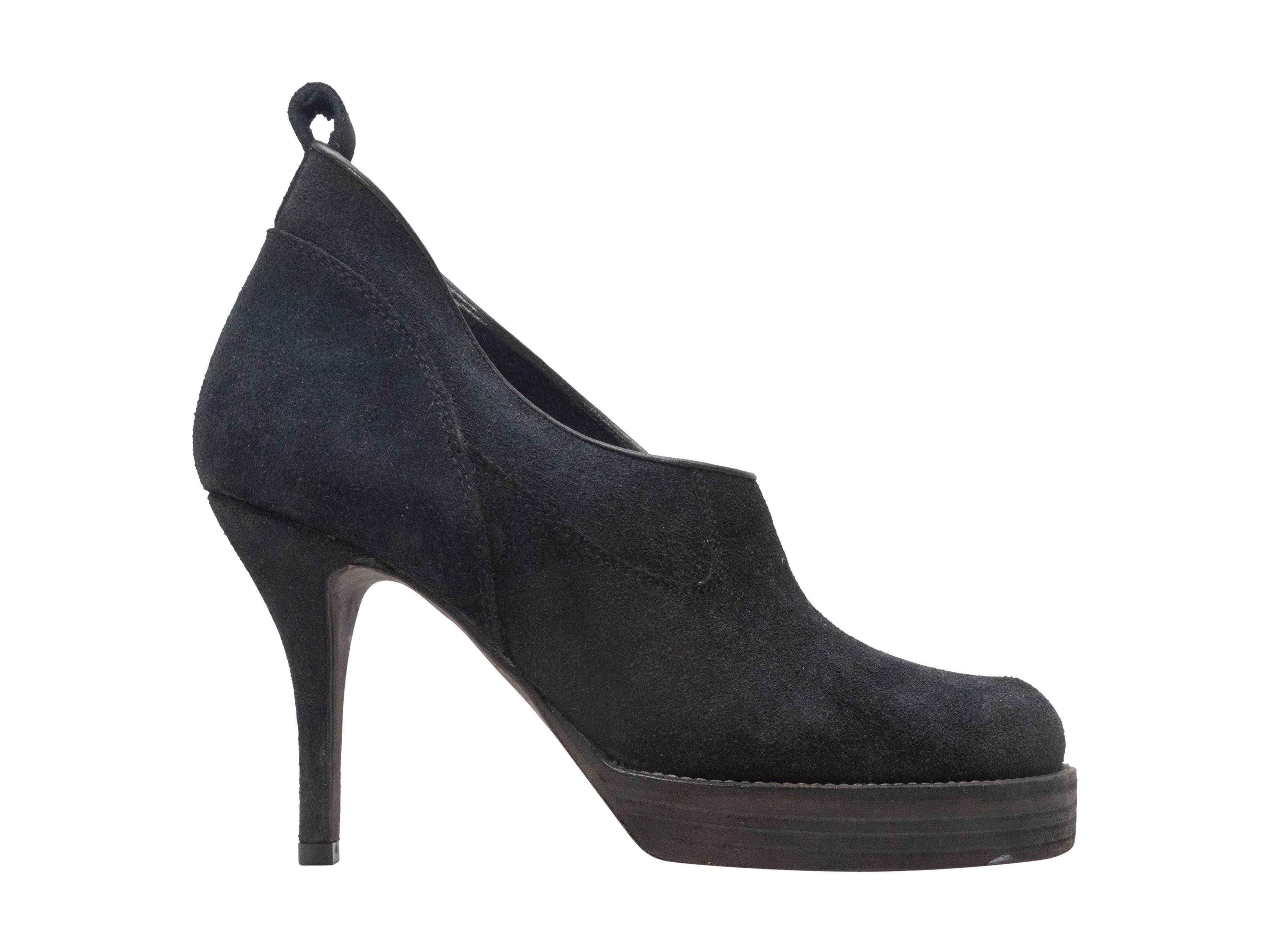 Rick Owens Black Suede Bootie Pumps In Good Condition For Sale In New York, NY