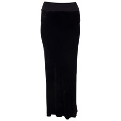 RICK OWENS black VELVET PANELED MAXI Skirt 42 M