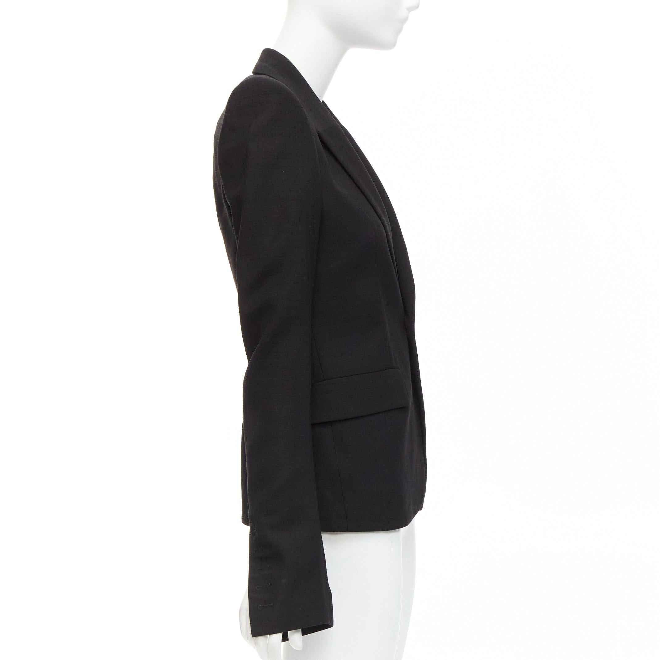 RICK OWENS black virgin wool blend power shoulder long sleeve blazer IT40 S For Sale 1