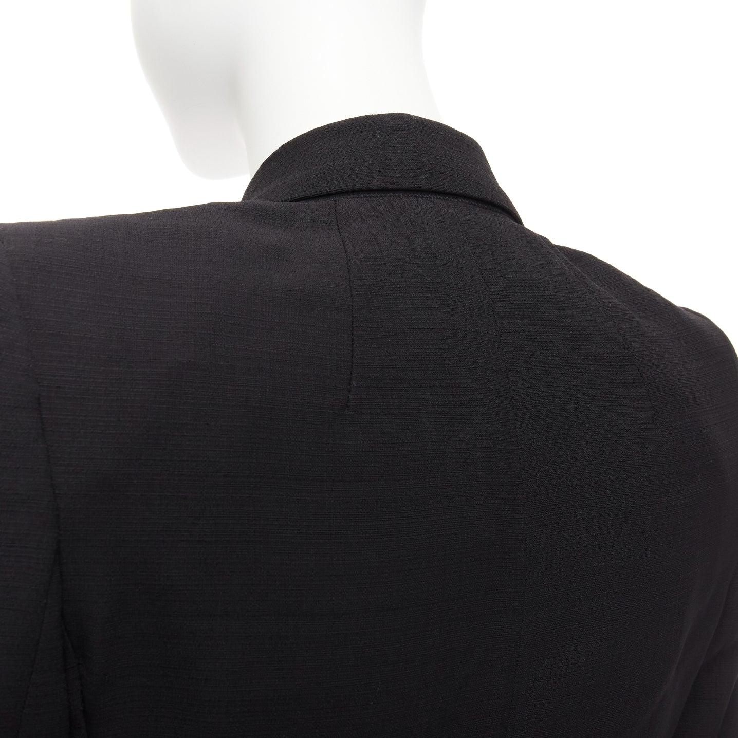 RICK OWENS black virgin wool blend power shoulder long sleeve blazer IT40 S For Sale 4