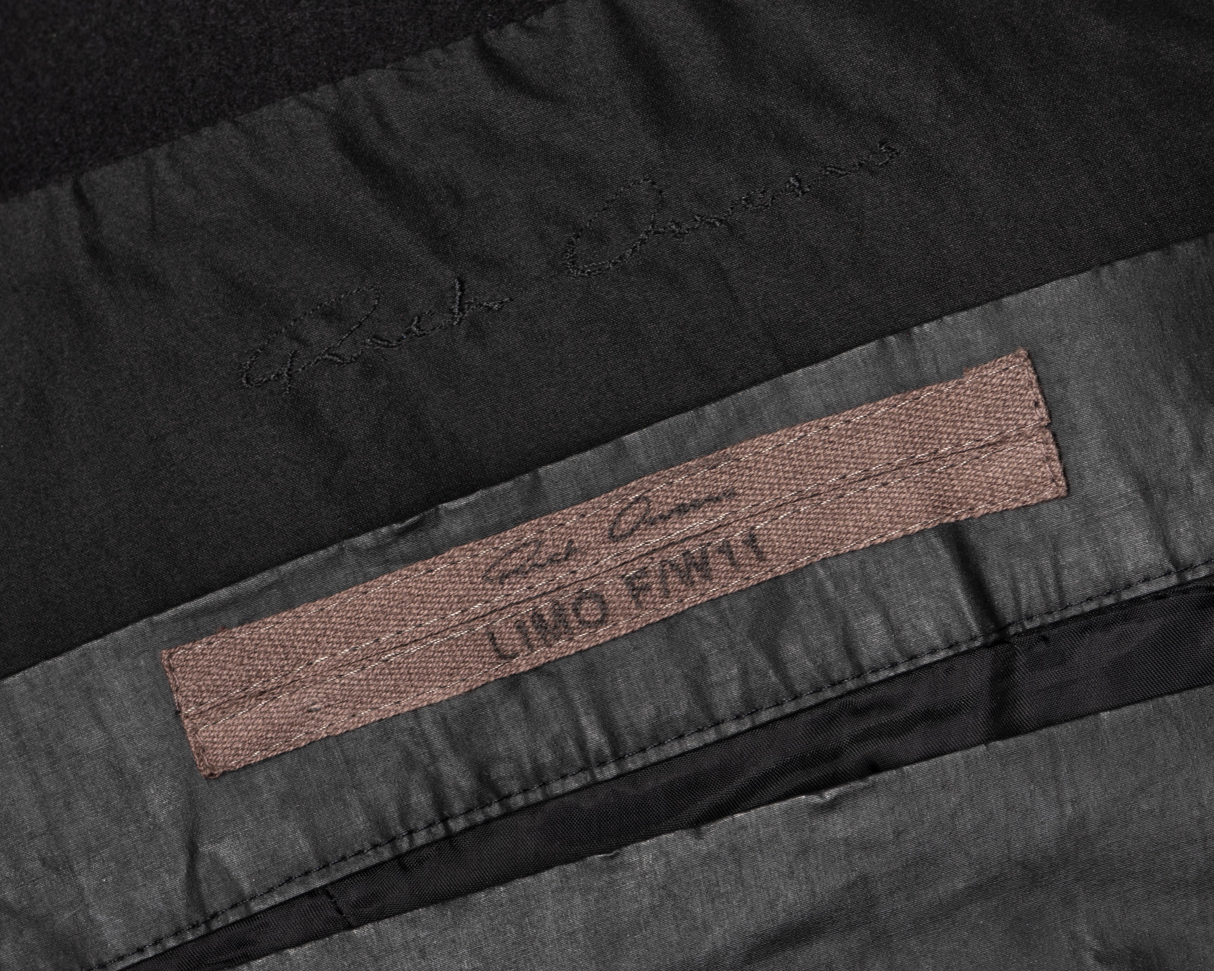 Rick Owens - Veste croisée en laine noire et jupe perruque en maxi ciré, FW 2011 en vente 9