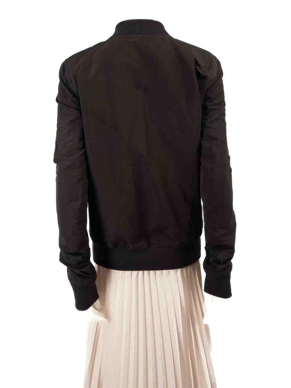 Rick Owens Black Zip Up Bomber Jacket Size XXL In Excellent Condition For Sale In London, GB