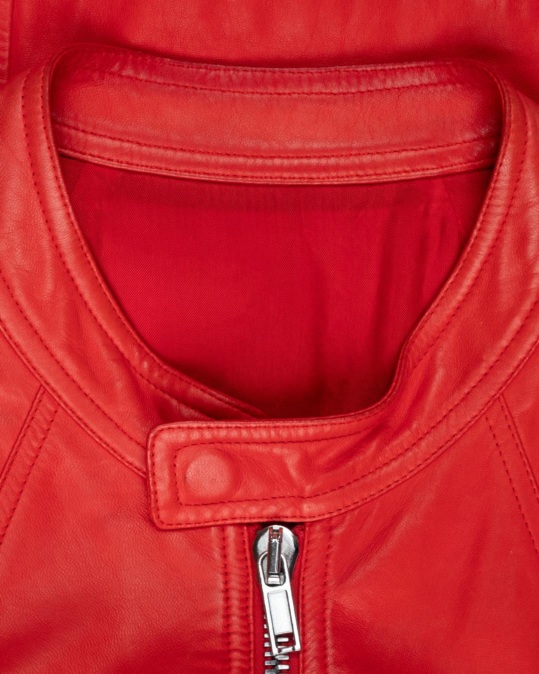 Rick Owens Blood Red Calf Leather Intarsia Jacket In Excellent Condition For Sale In Beverly Hills, CA